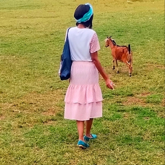 Small Senlis Beautiful Pink Floral Tee with Small Tiered Ruffle  Skirt - Picture 10 of 10